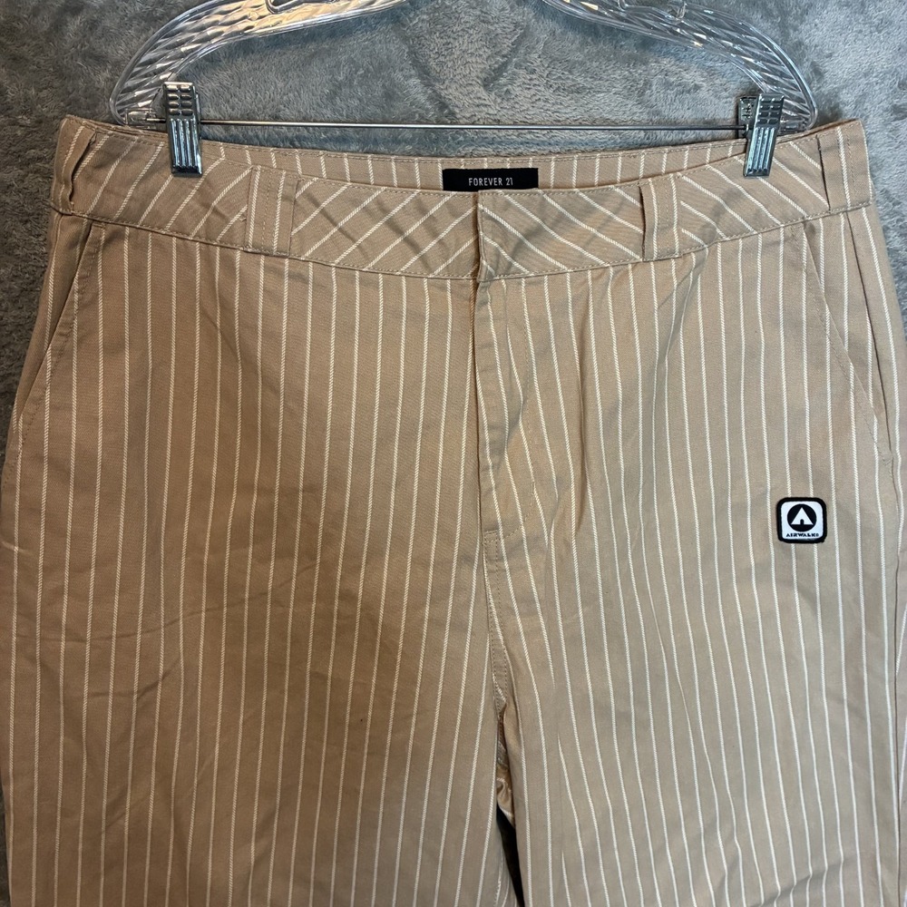 Airwalk x Forever 21 Womens Pinstripe Wide Straight Leg Chino Pants 1X Plus NWT